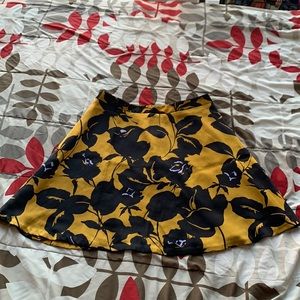 The Limited | Gold & Black Floral Print Skirt